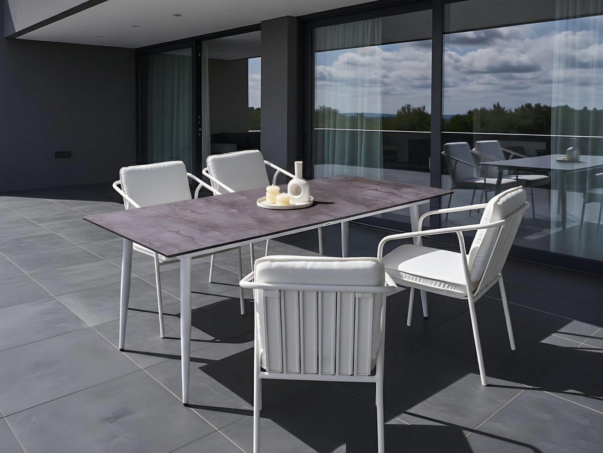 GARTENTISCH 180/90 cm Steinoptik Grau Tolentino - Weiß, Kunststoff (180/90/75cm) - Beliani