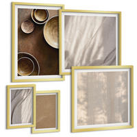 BILDER SET 5er Set - 50x50 cm & 20x30 cm & 40x60 cm Goldrahmen - Strukturen, Texturen, Minimalismus - Goldfarben, Kunststoff (40/60cm) - TULUP