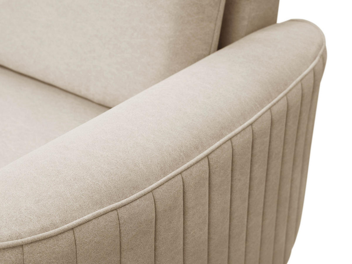 ECKSOFA VELA R-S Beige Velours-Stoff mit Schlaffunktion - Beige, Holz (251/251cm) - MASSENO