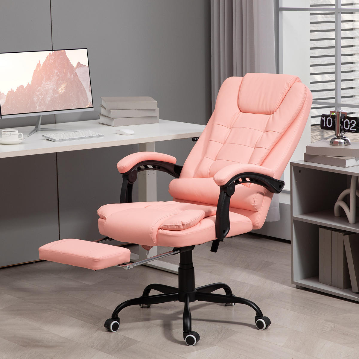 BÜROSTUHL mit 7 Punkt Massage, ergonomischer Gaming Sessel mit Liegefunktion - Schwarz/Rosa, Kunststoff/Metall (67/121/67cm) - Vinsetto