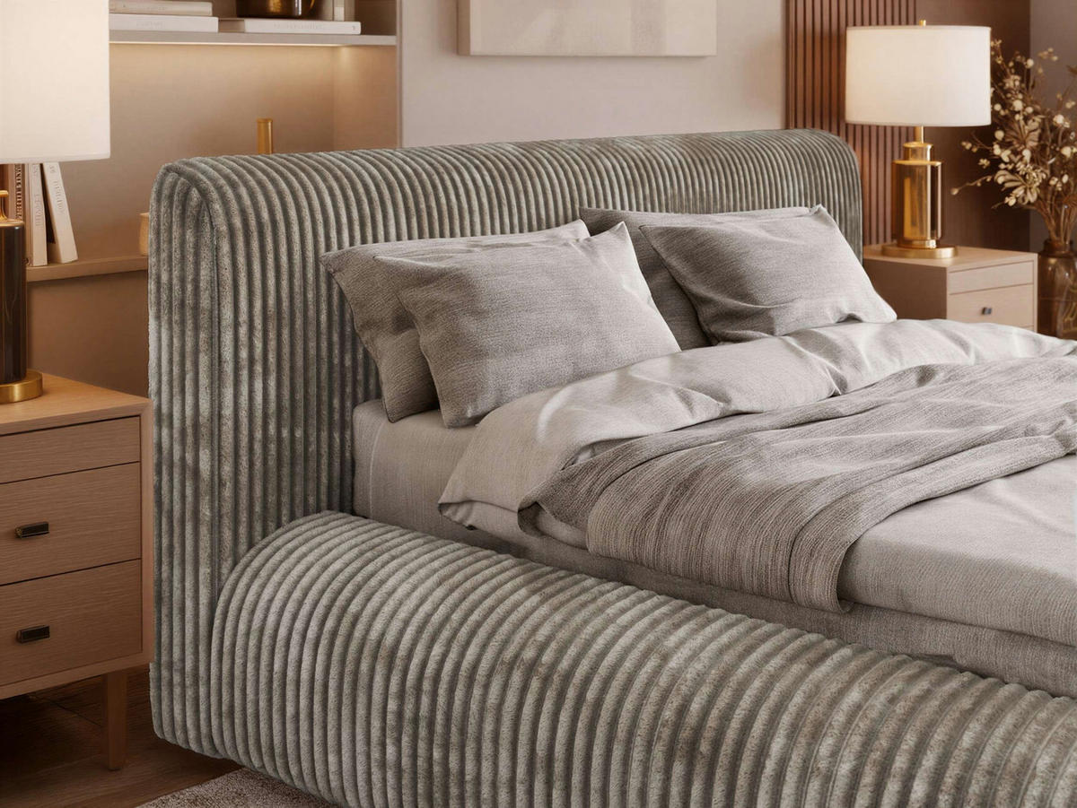 POLSTERBETT TILBEA CLASSIC 160/200 - Hellbraun Cordstoff - ohne Matratze - Hellbraun, Textil (160/200cm) - MKS