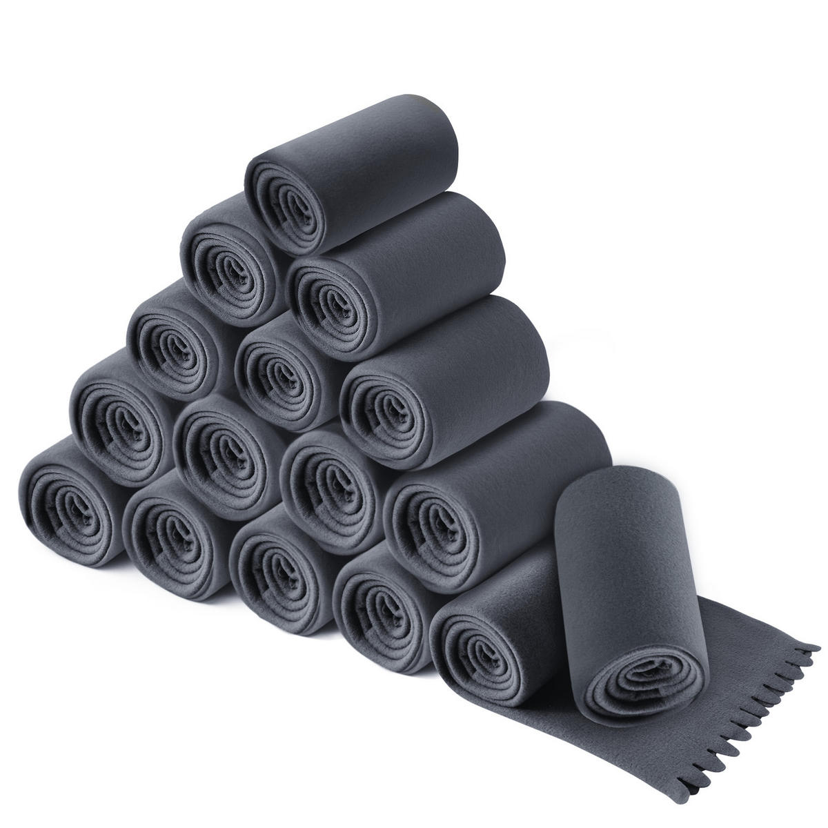 FLEECEDECKE WAVE 16er Set grau 120/160 cm Wellenrand Anti-Pilling - Grau, Textil (120/160cm) - wometo