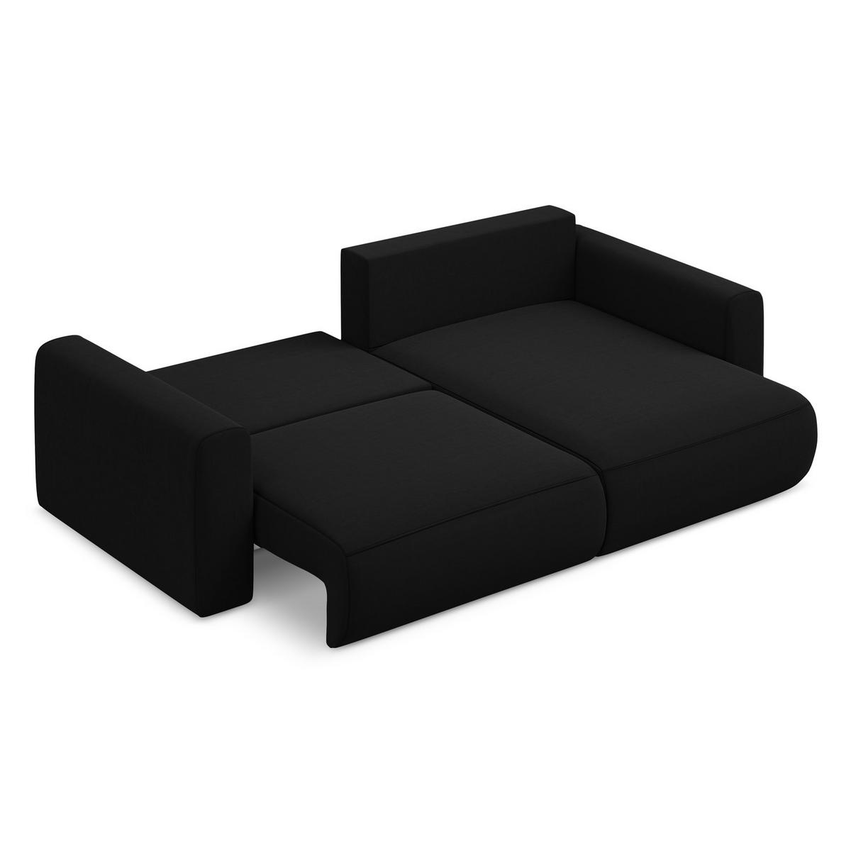 ECKSOFA mit Schlaffunktion Samt Stoff Schwarz - Schwarz, Kunststoff/Textil (240/149cm) - LaMiaSofa