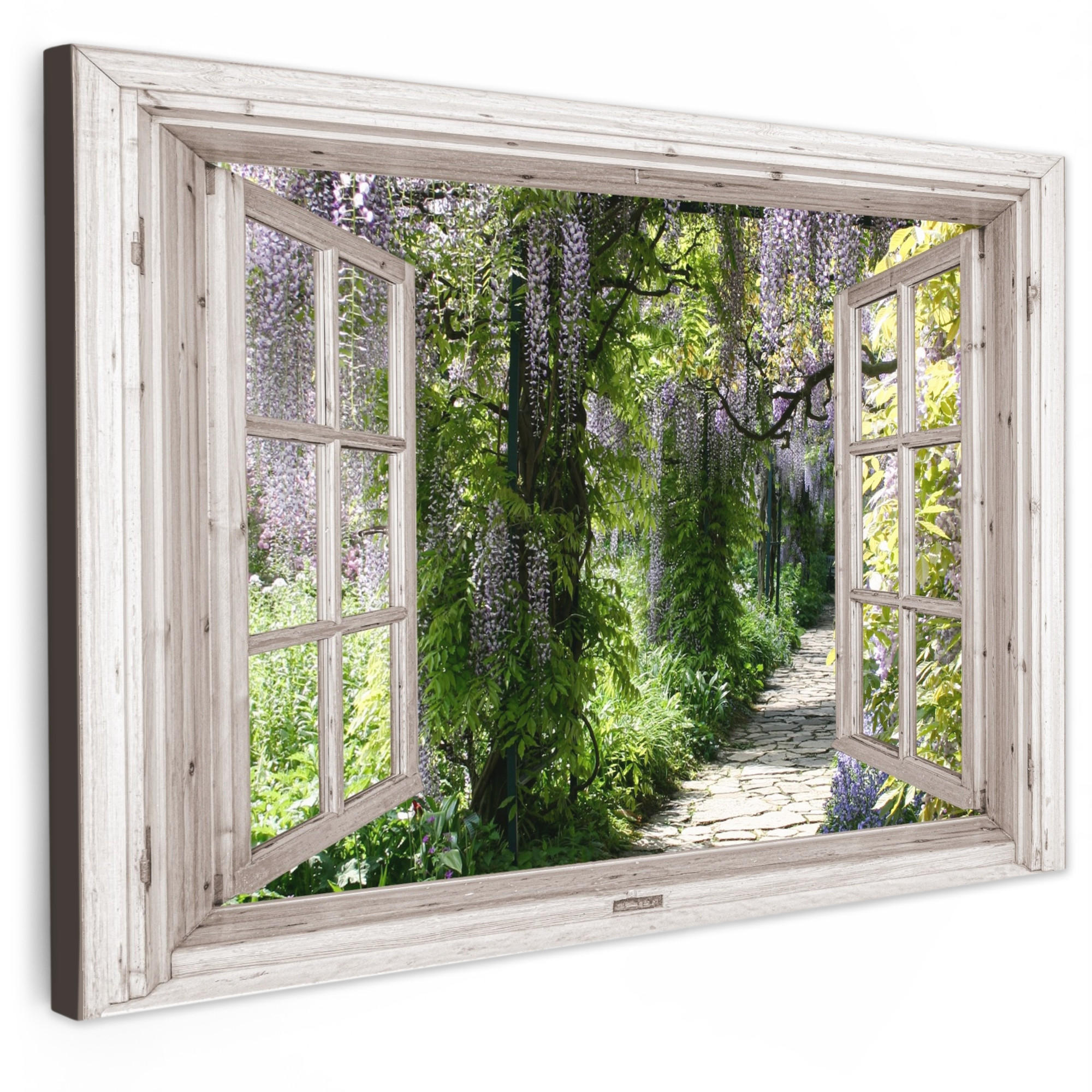 LEINWANDBILD Blauer Regen - Blumen - Aussicht - Baum - Frühling 30x20 cm - Grün, Textil (30/20cm) - MuchoWow