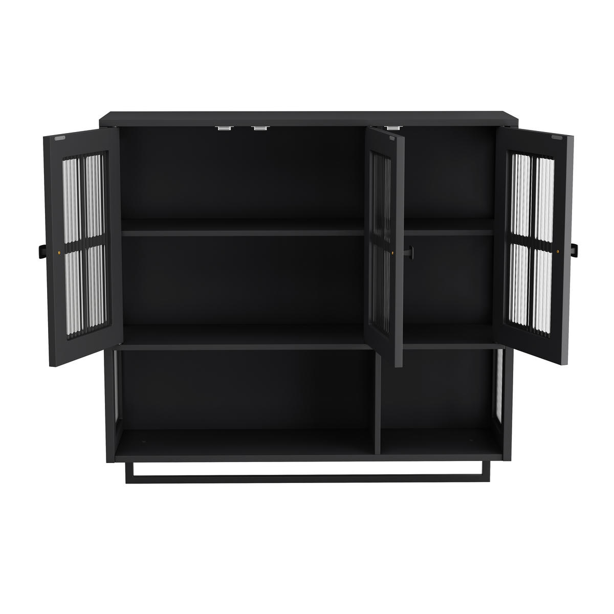 KÜCHENOBERSCHRANK 88x26x82.5 cm in Schwarz aus Sicherheitsglas mit geriffeltem Glas & Handtuchstange - Schwarz, Holzwerkstoff (88/82.5/26cm) - Modfu