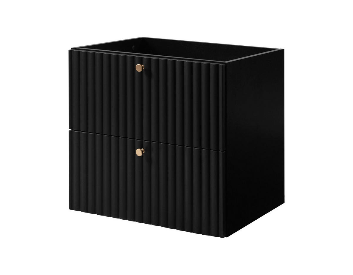 WASCHBECKENUNTERSCHRANK BELLO geriffelt Schwarz matt 60/57/46 cm - Schwarz, Holzwerkstoff/Metall (60.2/57/46cm) - Rodan