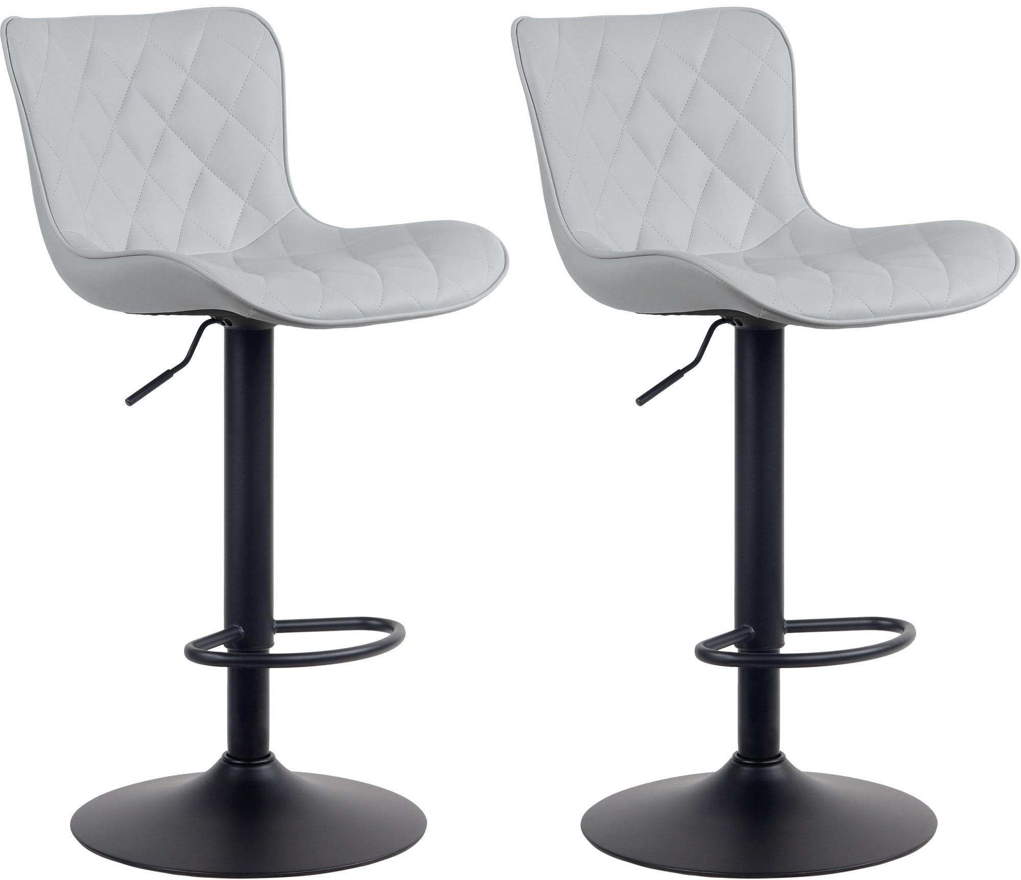 BARHOCKER 2er Set Lederlook grau - Schwarz/Grau, Textil/Metall (48/83/54cm) - CLP