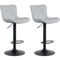 BARHOCKER 2er Set Lederlook grau - Schwarz/Grau, Textil/Metall (48/83/54cm) - CLP