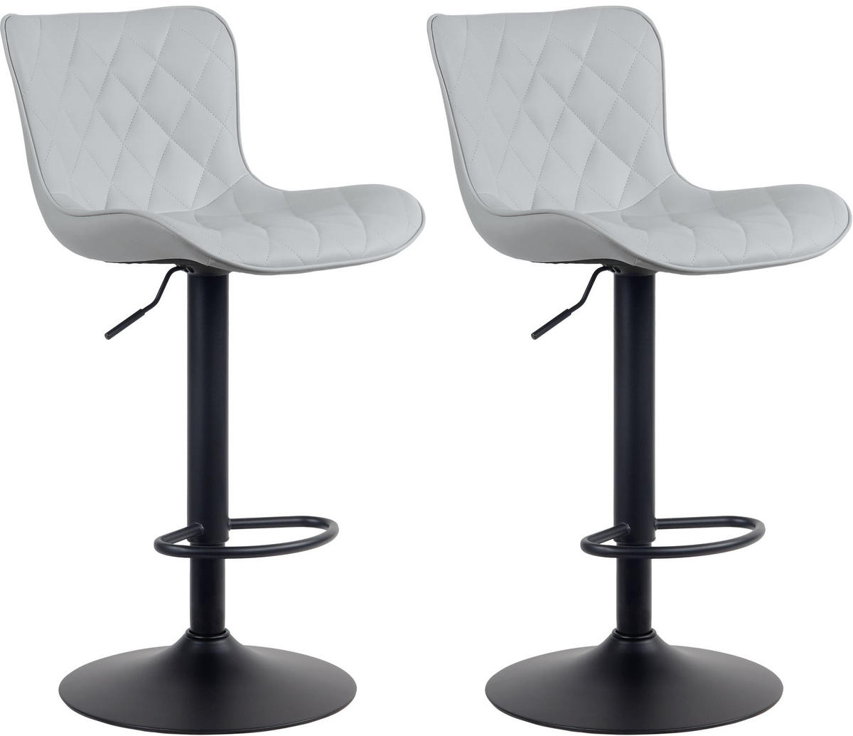 BARHOCKER 2er Set Lederlook grau - Schwarz/Grau, Textil/Metall (48/83/54cm) - CLP