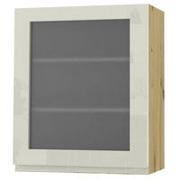 HÄNGESCHRANK Florence W2S/60 Eiche Artisan / RAL 1013 perlweiß HG 60 / 32,5 / 72cm - Türanschlag links - Weiß Hochglanz/Eiche Artisan, Holz/Holzwerkstoff (60/72/32.5cm) - Feldmann-Wohnen