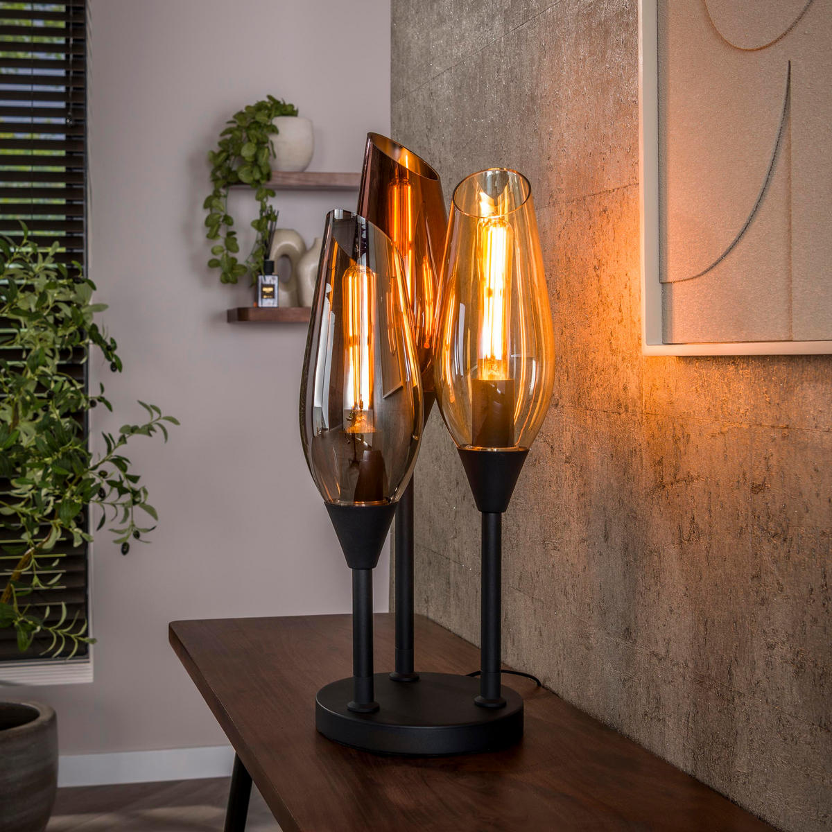 TISCHLAMPE Cocoon - Schwarz - 25/25/59 cm - Schwarz, Metall (25/25/59cm) - Hoyz Collection