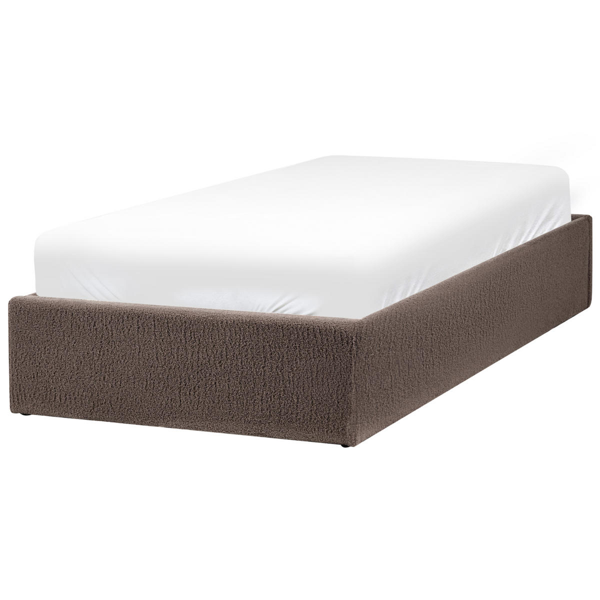 POSTEL s úložným prostorem bez čela 90/200 cm Bouclé Taupe Dinan - šedohnědá, textil (90/200cm) - Beliani