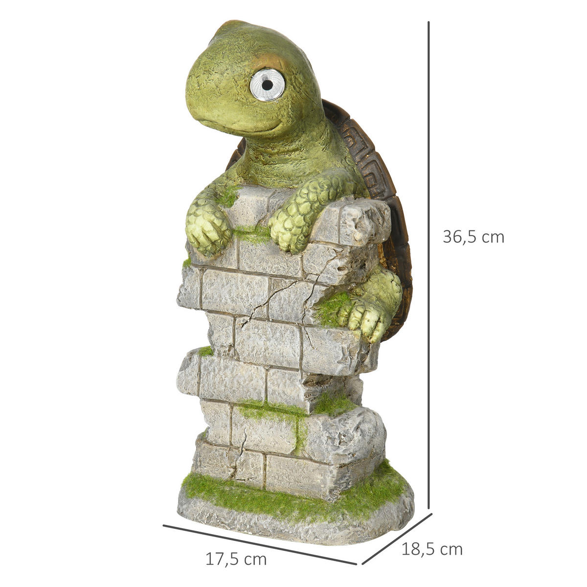 GARTENFIGUR "Schildkröte" mit LED Solarleuchte, Outdoor-Ornament für Rasen, Garten, Hof - Grün, Kunststoff (18.5/36.5/17.5cm) - Outsunny