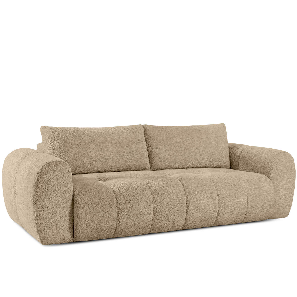 EINZELSOFA LIRA, Beige, Bouclé - Beige, Holz/Holzwerkstoff (256/84/112cm) - KONSIMO®
