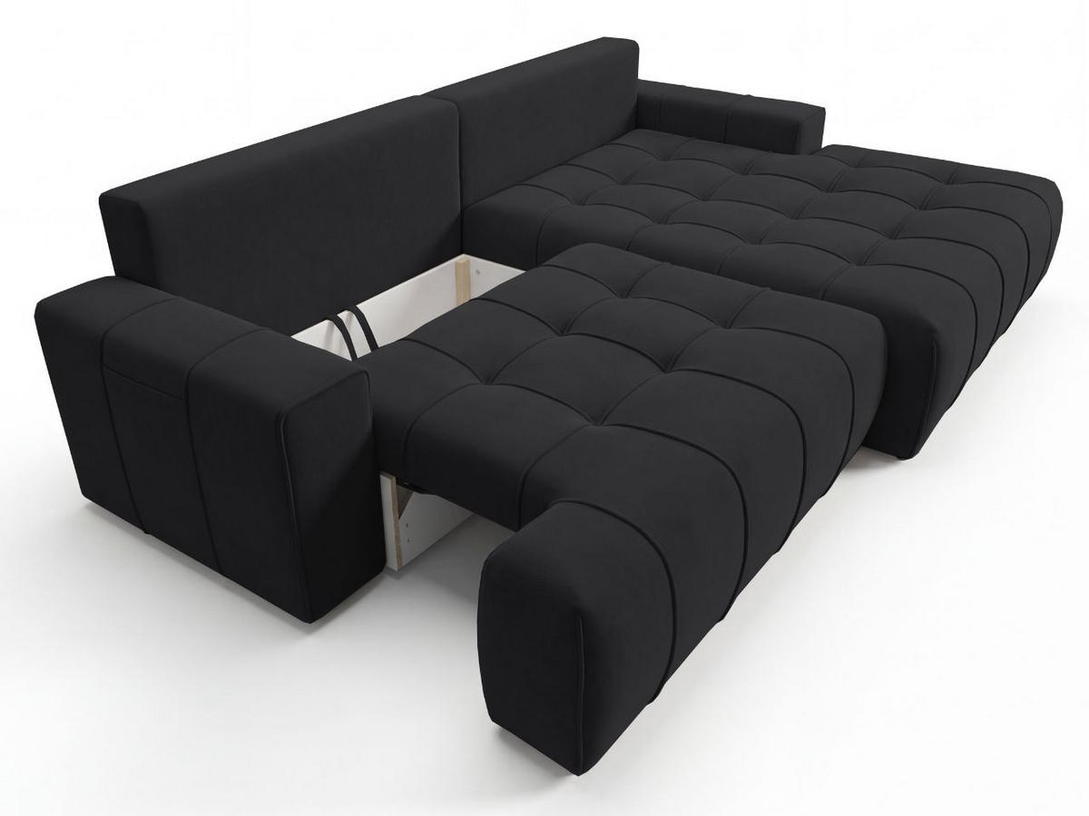 ECKSOFA Tulio Schwarz Rechts - Schwarz, Holz/Textil (165/270cm) - Graingold