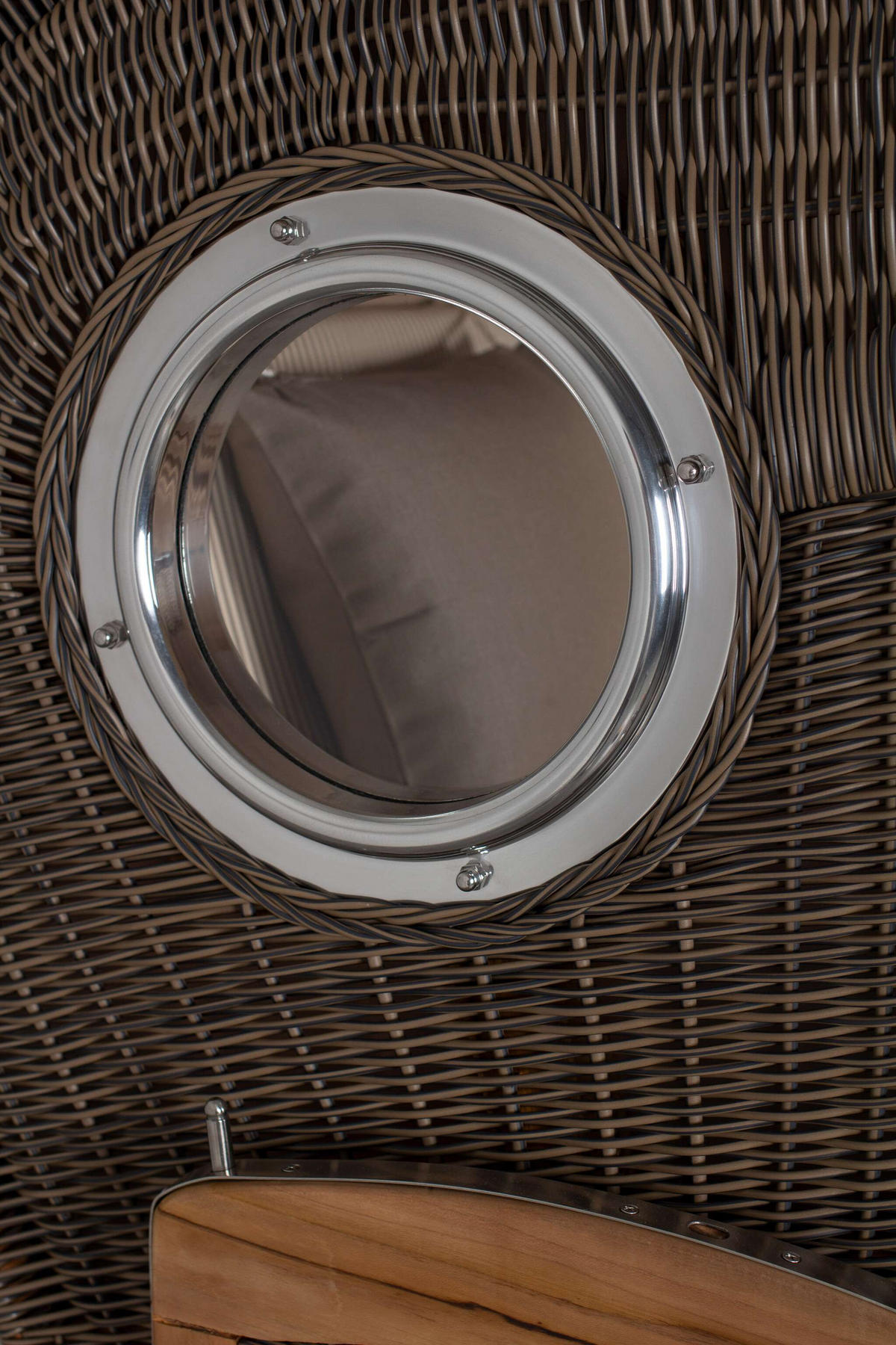 STRANDKORB Düne Single Teak 1-Sitzer - Taupe/Braun, Holz/Textil (96/165/80cm) - Mr. Deko