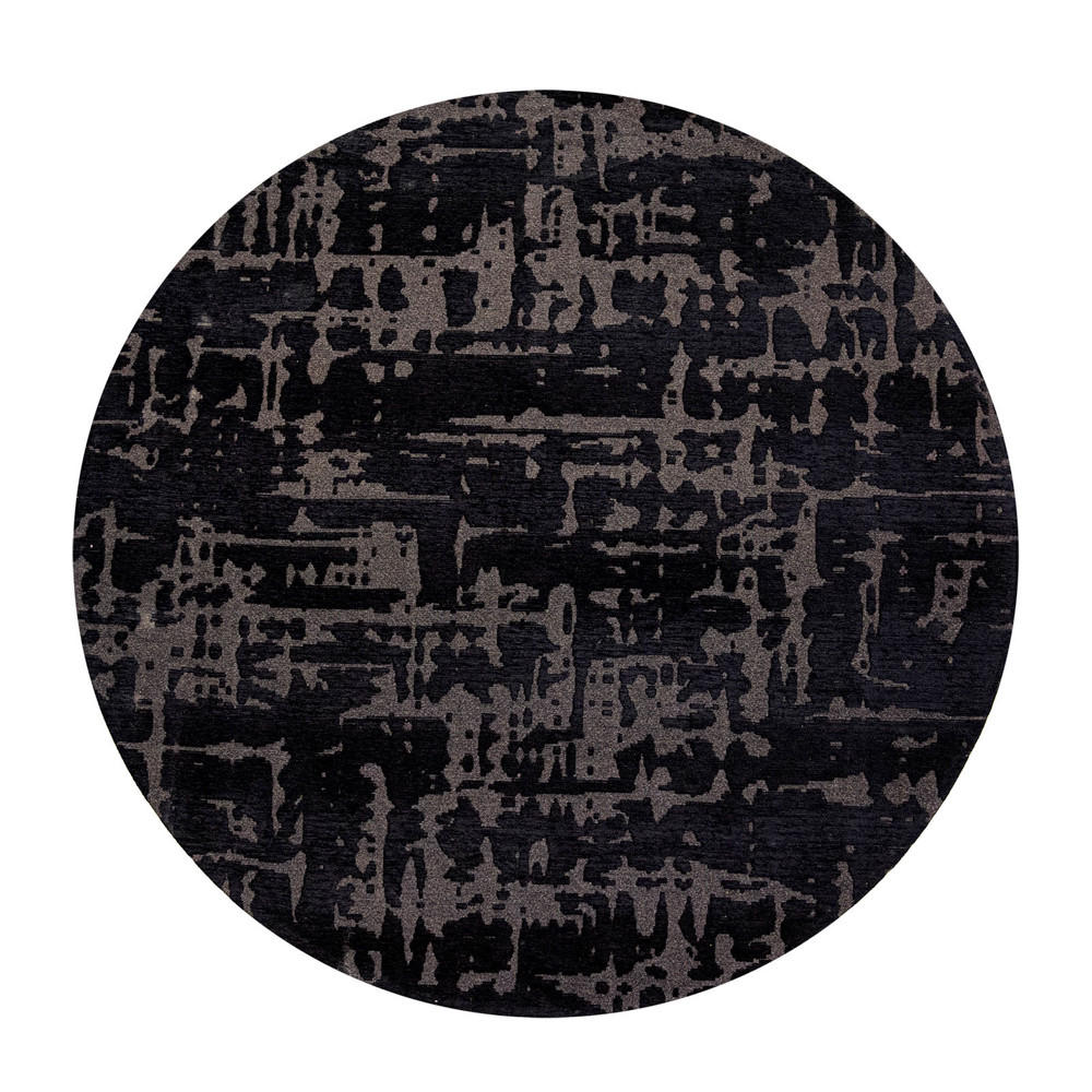 TEPPICH Black Water Structures 140/140 cm - Schwarz, Textil (140/140cm) - Louis De Poortere