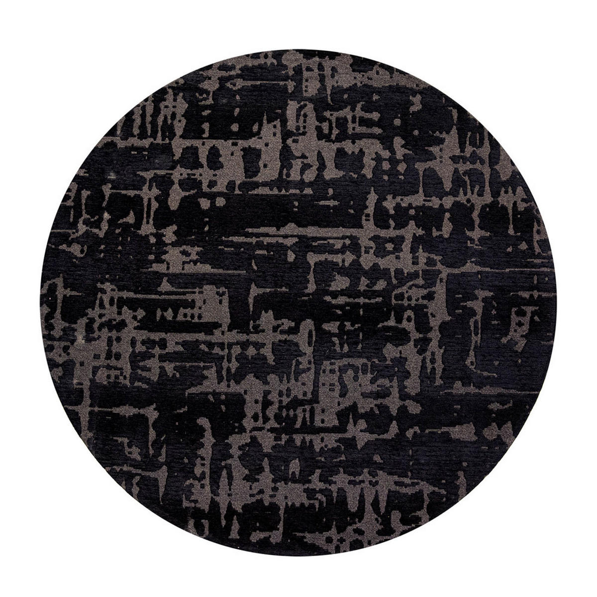 TEPPICH Black Water Structures 140/140 cm - Schwarz, Textil (140/140cm) - Louis De Poortere