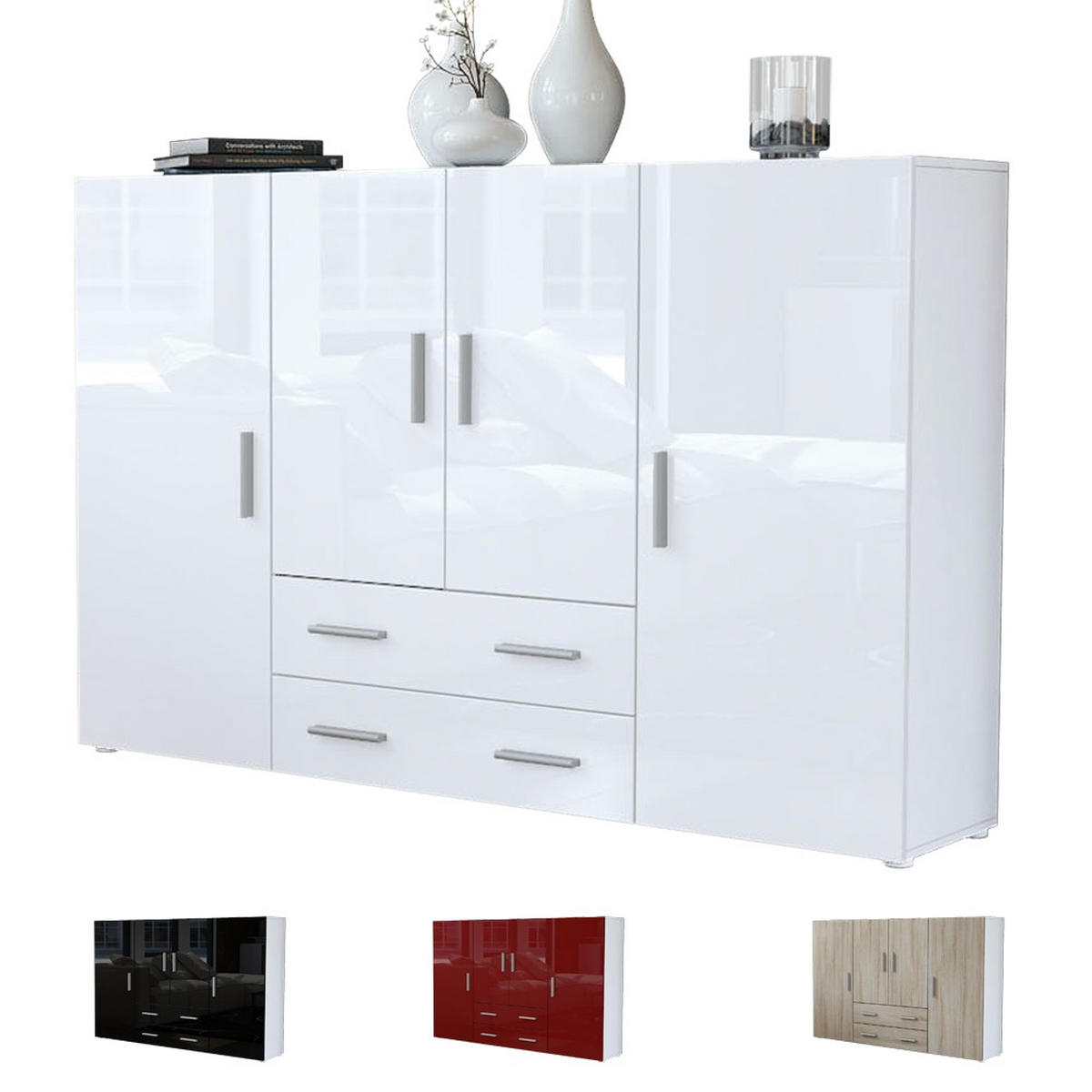 HIGHBOARD Nora Front in Grau Hochglanz - Grau, Holzwerkstoff (166/106/35cm) - Vladon
