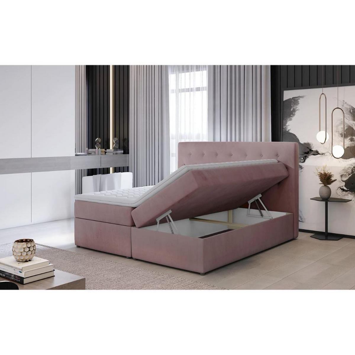 BOXBETT Loree Bonellfederkern - Schwarz, Holz/Holzwerkstoff (140/200cm) - Best For Home