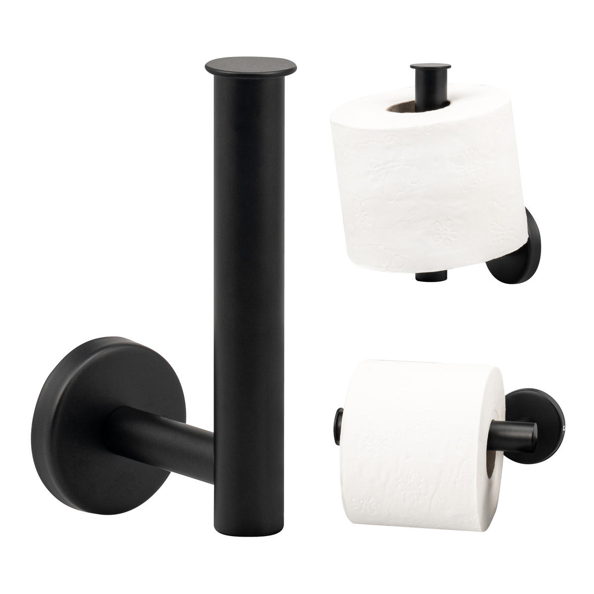 TOILETTENPAPIERHALTER PIAZZA BLACK 2in1, Edelstahl, schwarz - Schwarz, Metall (6/15/9cm) - bremermann