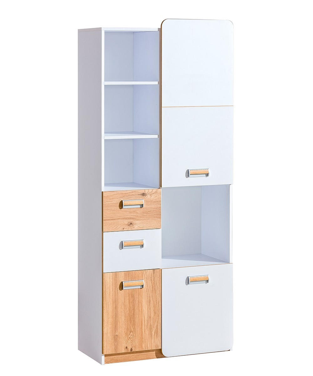 DREHTÜRENSCHRANK MANTI 80/182,6/37,7cm 3-türig Weiß - Eichefarben/Weiß, Holzwerkstoff (80/182.6/37.7cm) - MASSENO