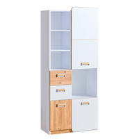 DREHTÜRENSCHRANK MANTI 80/182,6/37,7cm 3-türig Weiß - Eichefarben/Weiß, Holzwerkstoff (80/182.6/37.7cm) - MASSENO