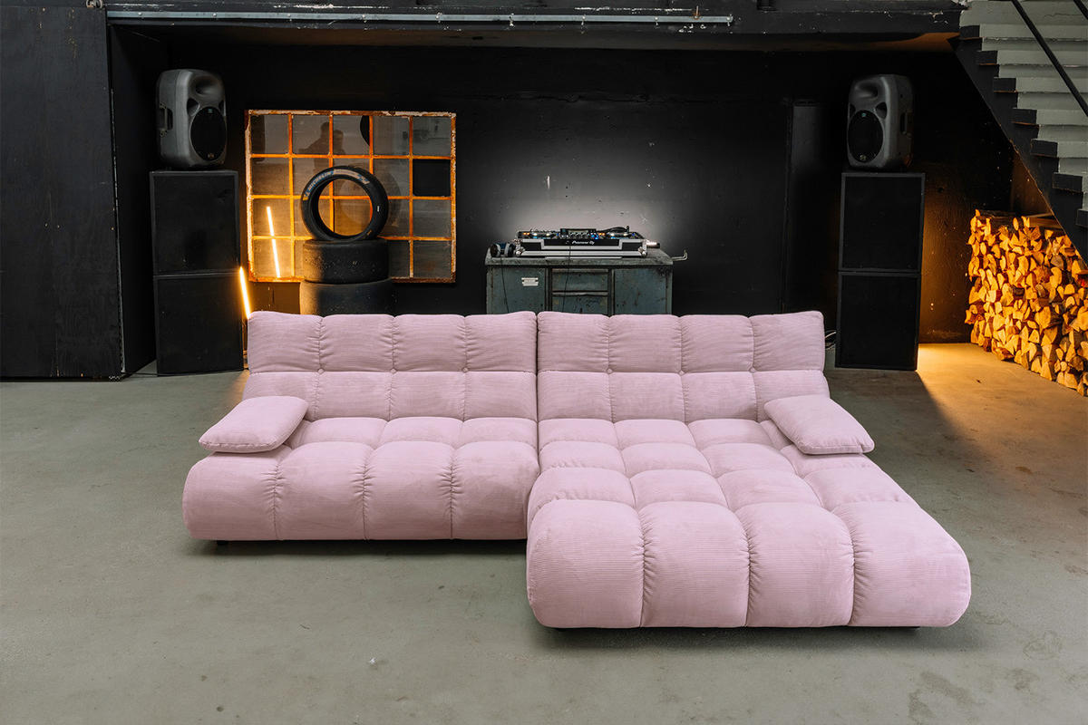 SITZGRUPPE VIVIEN 3ER SET Pink Cord - Pink/Rosa, Kunststoff/Textil (359/85/510cm) - KAWOLA