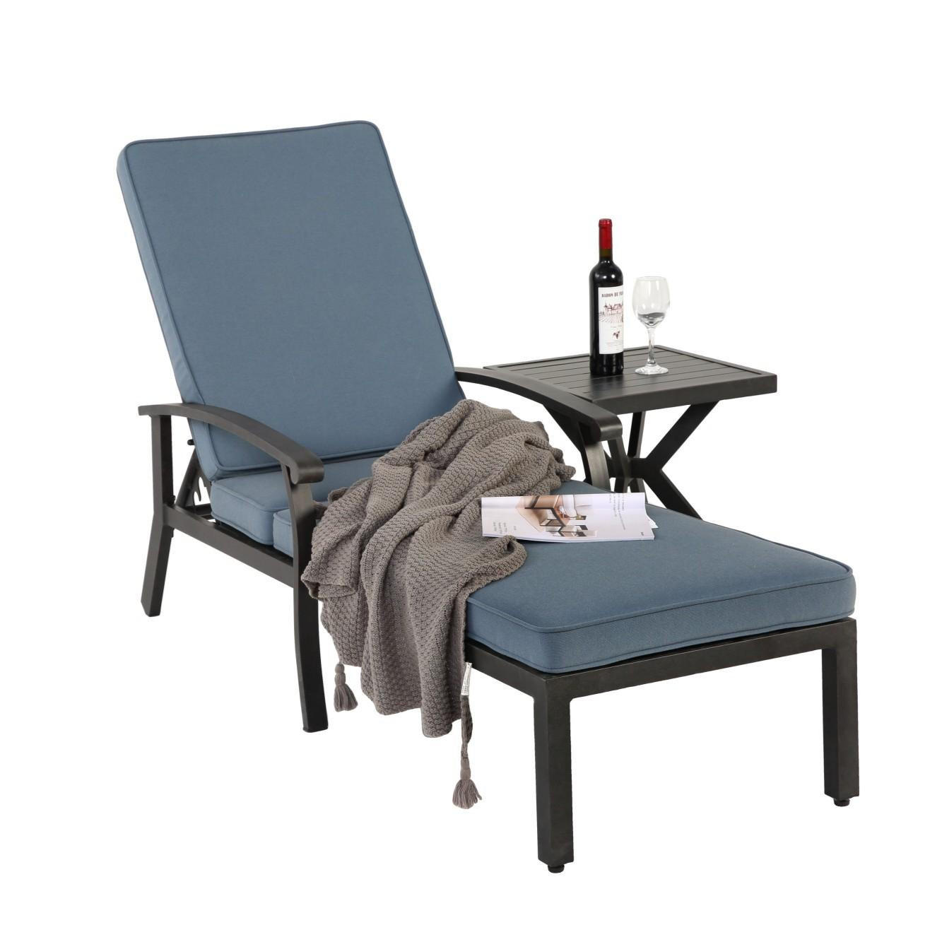 GARTENLIEGE Sonnenliege,5-Fach höhenverstellbare Rückenlehne,Blau - Blau, Metall (58/100/204cm) - LVHOM