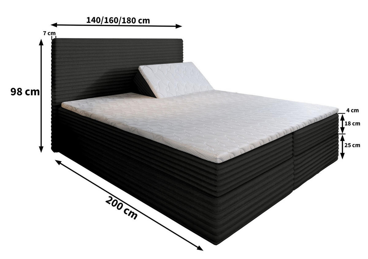 BOXBETT MILARA 180x200 cm mit Matratze und Topper - Grün - Grün, Holz (180/200cm) - MASSENO