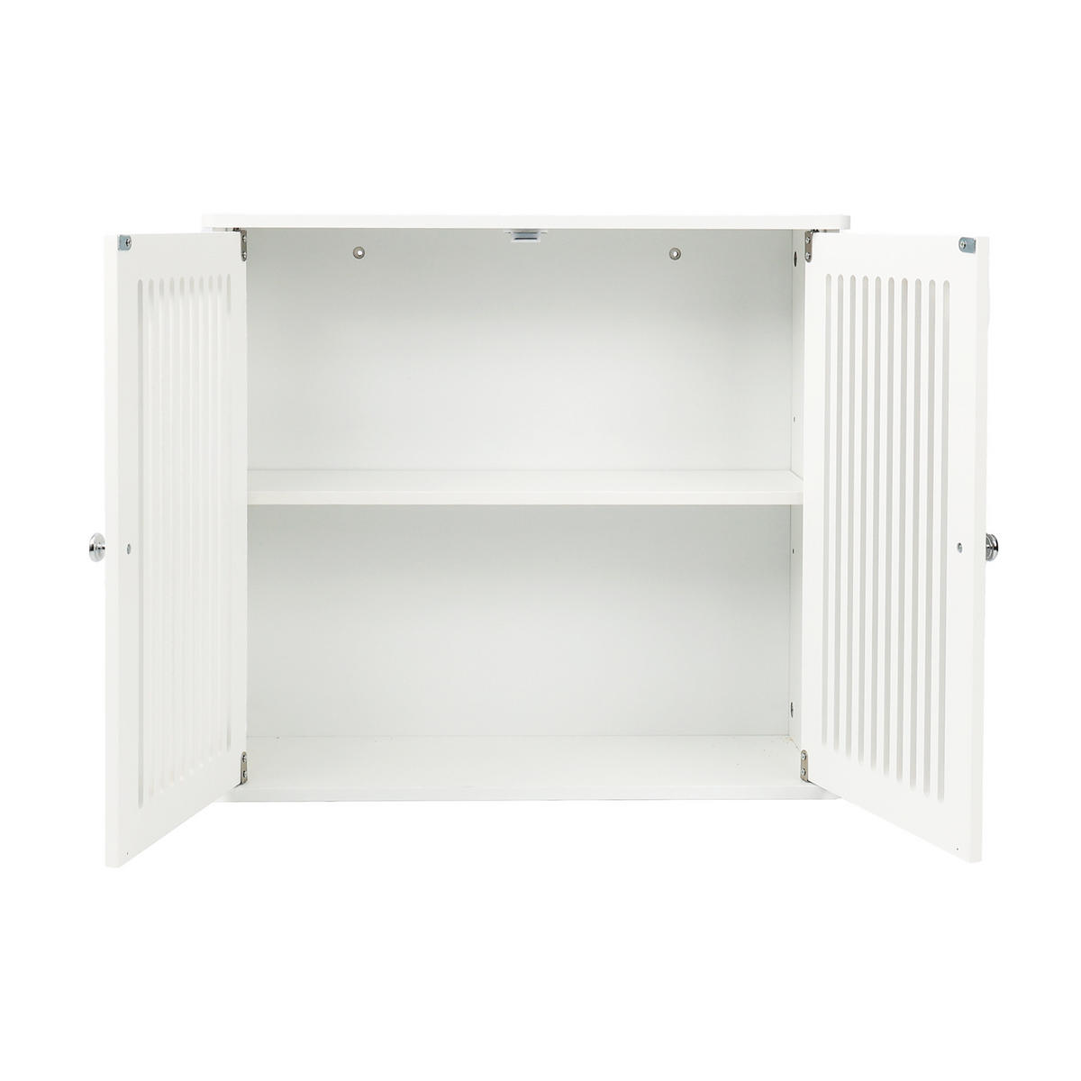 WANDSCHRANK Badezimmer Weiß mit Doppeltür & Lamellenfront - Weiß, Holzwerkstoff (60/52/20cm) - Urban Meuble