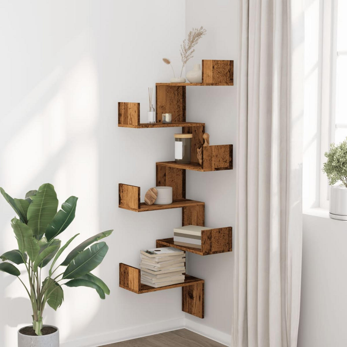 WAND-ECKREGAL Altholz-Optik 45/45/147 Cm Holzwerkstoff - Braun, Holzwerkstoff (45/147/45cm) - vidaXL