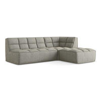 ECKSOFA Beidseitig Strukturstoff Stoff Beige - Beige/Schwarz, Kunststoff/Textil (258/178cm) - Makamii