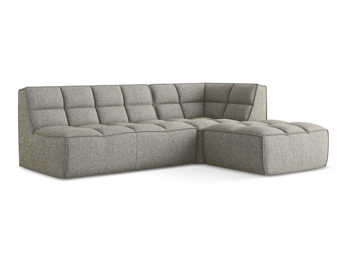 ECKSOFA Beidseitig Strukturstoff Stoff Beige - Beige/Schwarz, Kunststoff/Textil (258/178cm) - Makamii