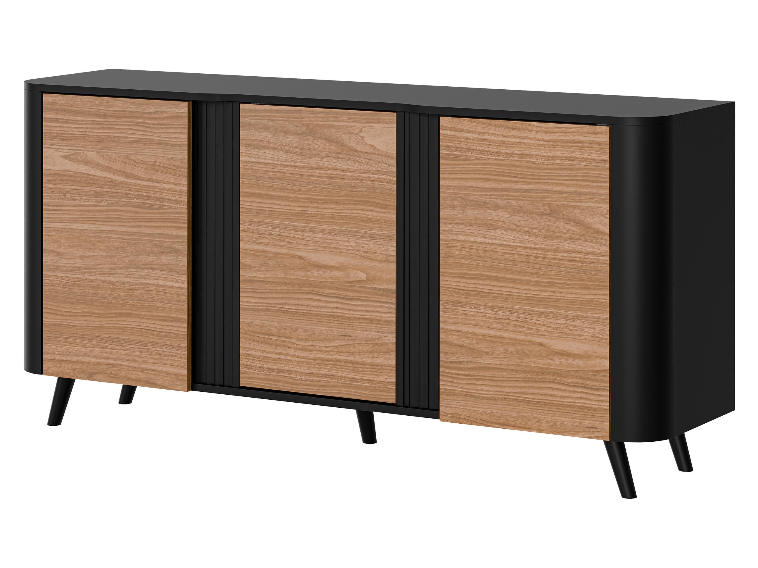 KOMMODE Volare 150 3D - Nussbaumfarben/Schwarz, Holzwerkstoff/Kunststoff (151/76/39cm) - MIRJAN24
