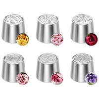 SPRITZTÜLLEN-SET 6-teilig Edelstahl Blumenmuster - Silberfarben, Metall (4.5/4.5/4.5cm)