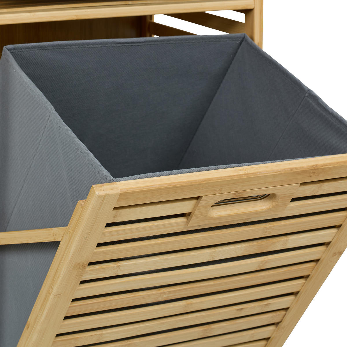 WÄSCHEKORB - Hellbraun, Holz/Textil (40/95/33cm) - Relaxdays