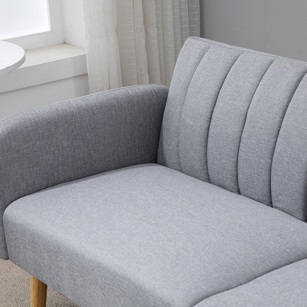 SCHLAFSOFA, 2-Sitzer Stoffsofa mit Schlaffunktion, 173 x 75 x 73 cm, Grau - Hellgrau/Naturfarben, Holz/Textil (75/73/173cm) - HOMCOM