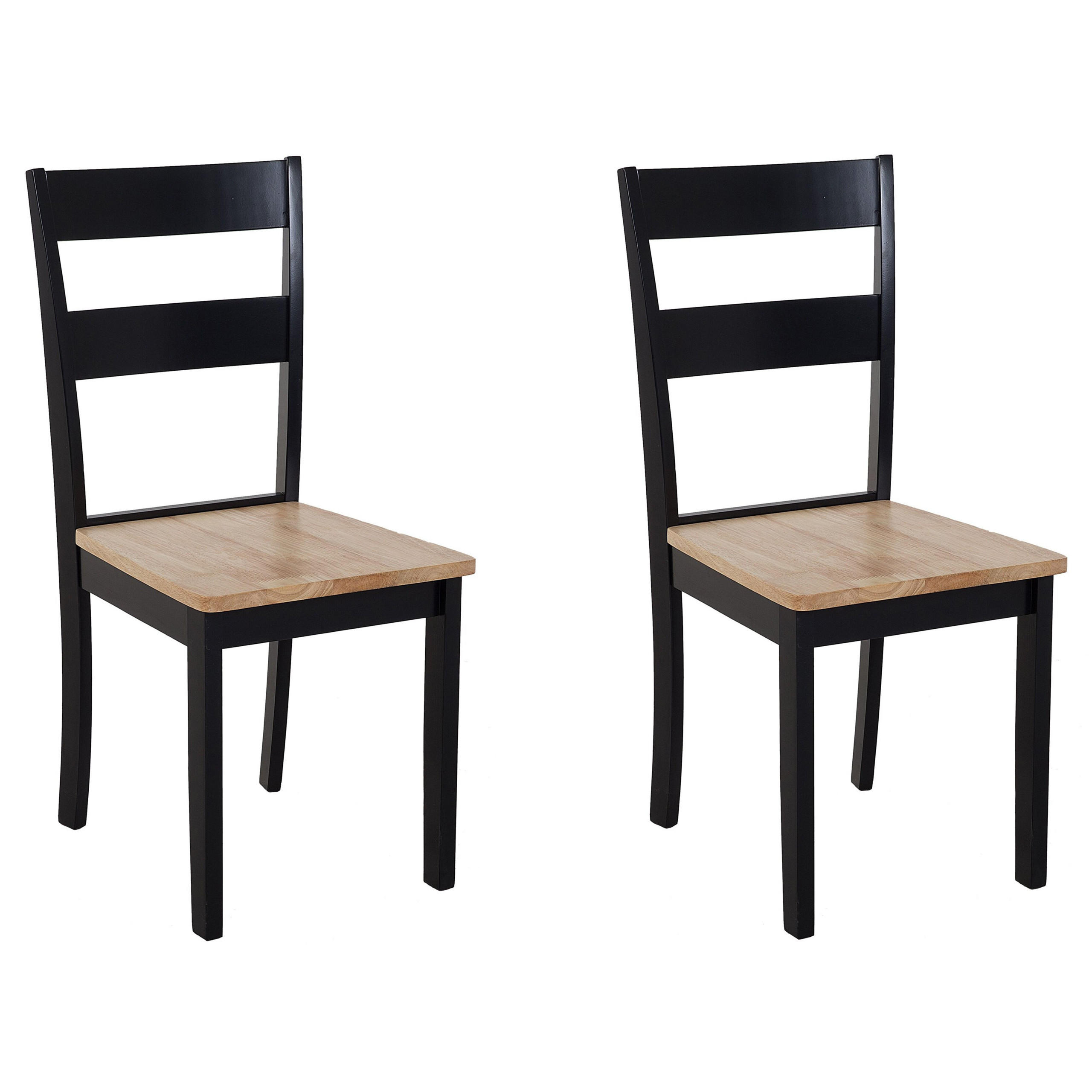 ESSZIMMERSTUHL 2er-Set Gummibaumholz hellbraun/schwarz Georgia - Hellbraun/Schwarz, Holz (45/89/43cm) - Beliani