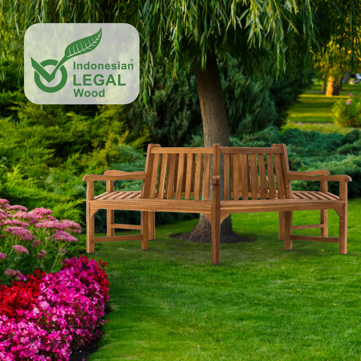 GARTENBANK 250/250 cm Holz teak - Teakfarben, Holz (250/93/250cm) - CLP