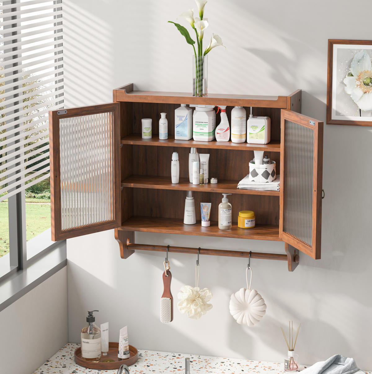 KÜCHENOBERSCHRANK 63/18/60 cm mit Glasfront und 2 Türen in Braun - Braun, Holzwerkstoff (63/60/18cm) - BEAOK