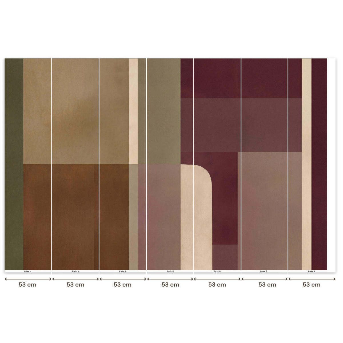 TAPETE - Unis - Abstrakt - Bordeaux - Linien - 350x240 cm - Multicolor, Papier (350/240cm) - OnlyWow