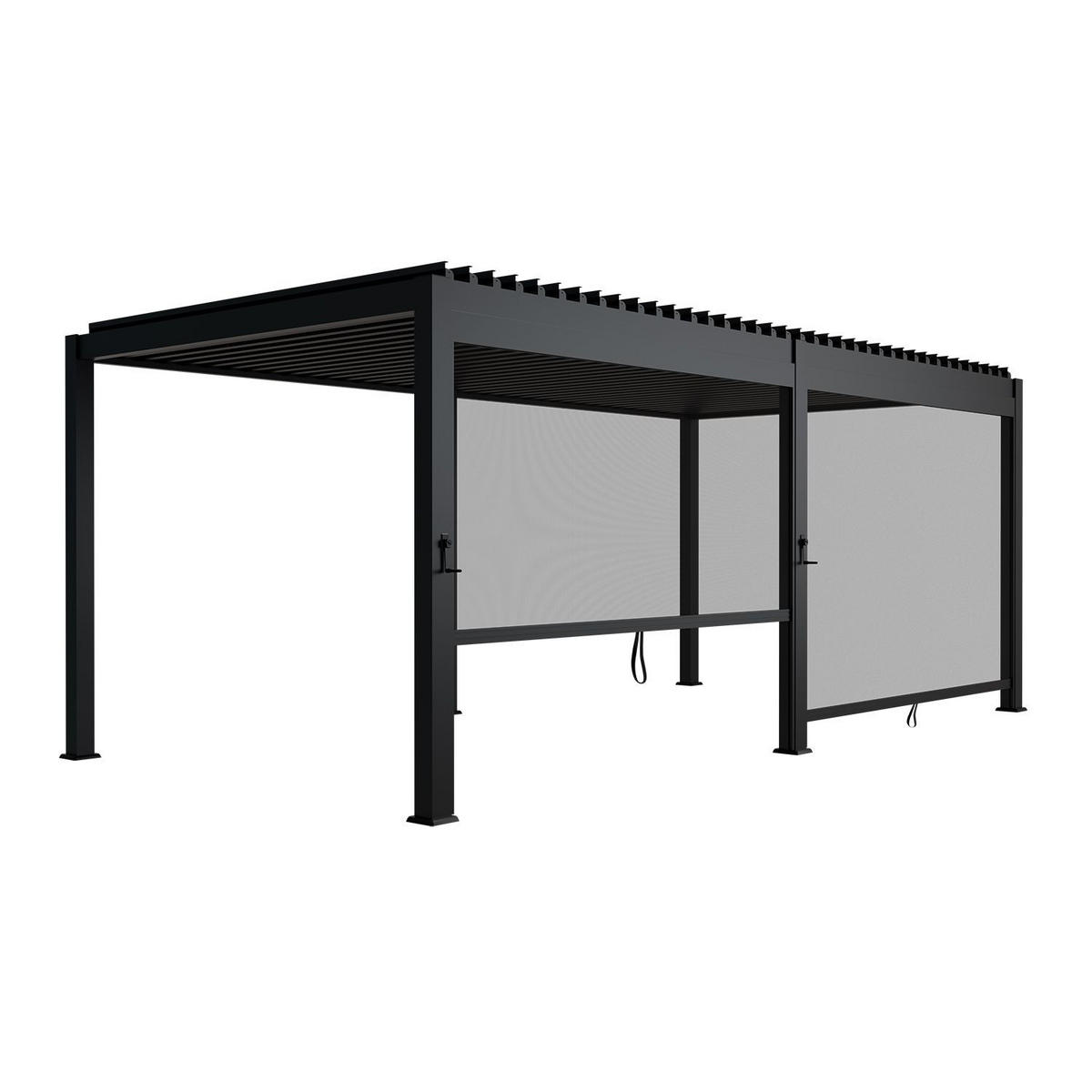 LAMELLENDACH Tahiti mit Seitenwand 3x5,9 m anthrazit - Anthrazit, Metall (300/240/590cm) - Juskys