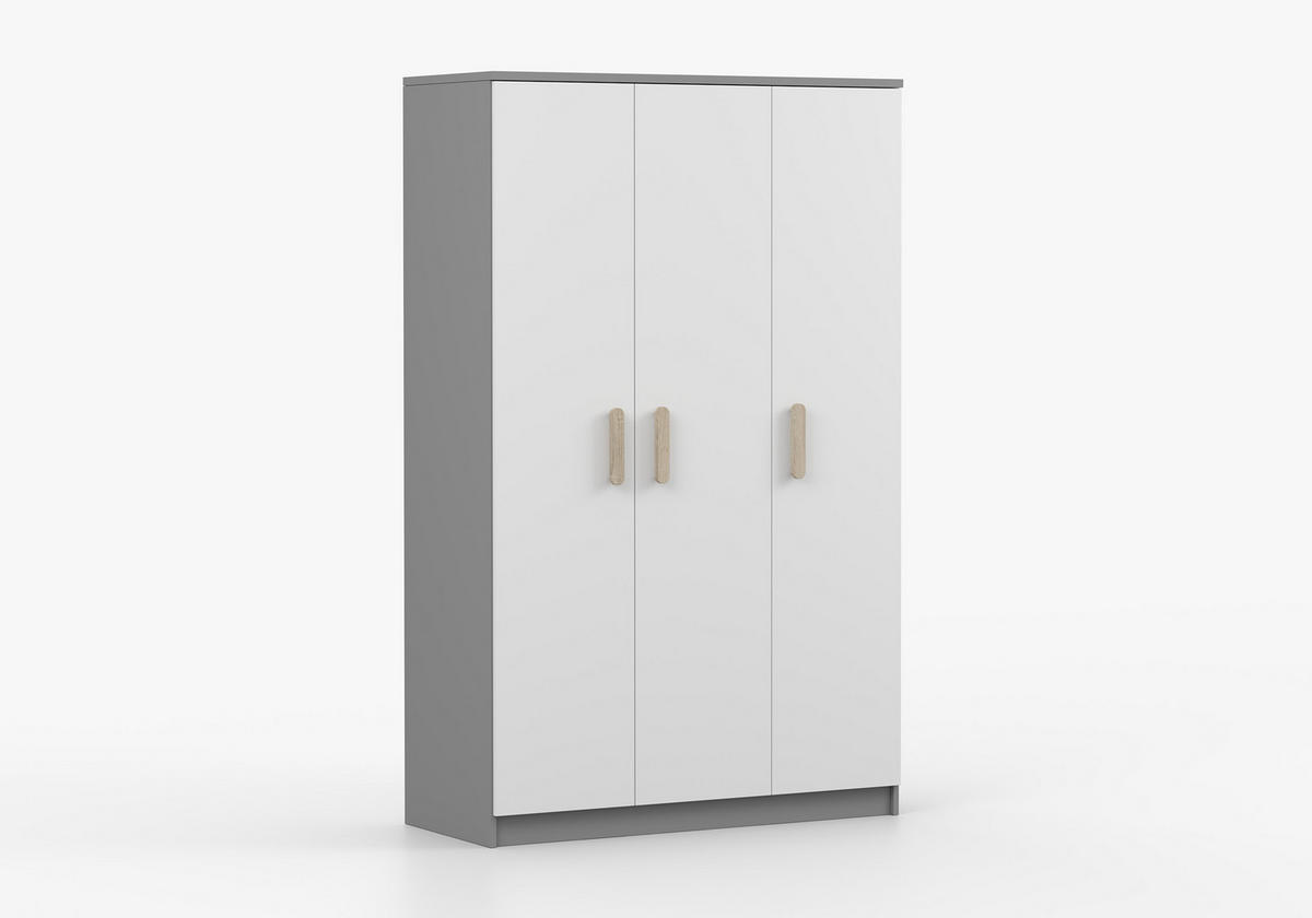 JUGENDZIMMER Elora in Grau und Weiß – 6-teiliges Set – Grifffarbe Sonoma Eiche - Grau, Holzwerkstoff (80/200/120cm)