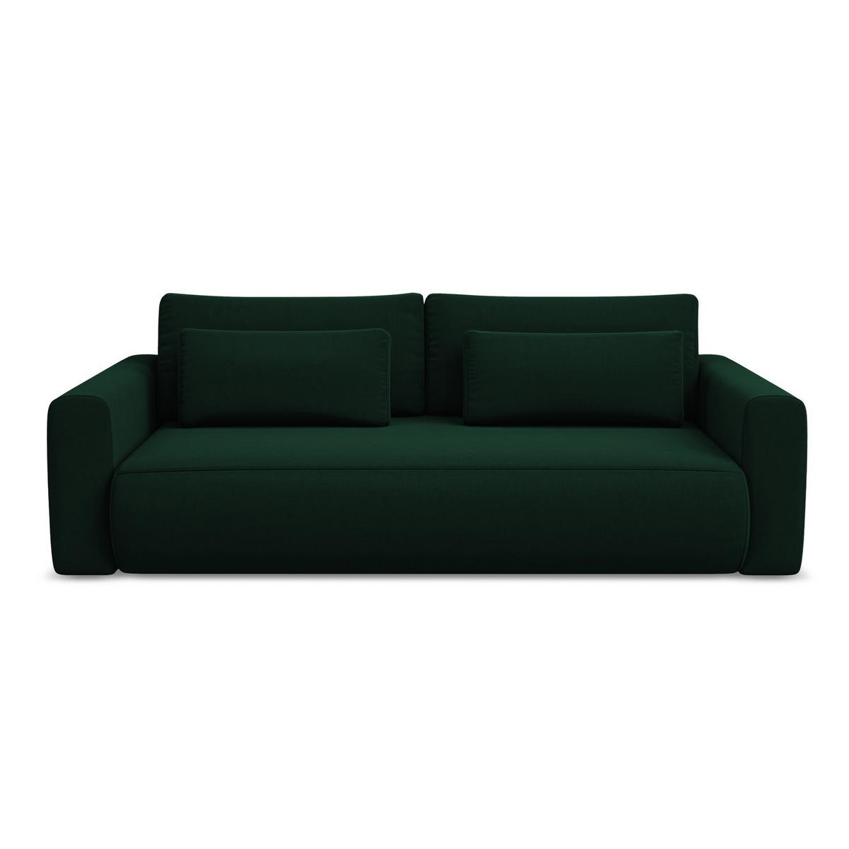 3-SITZER SOFA mit Schlaffunktion Samt Stoff Grün - Dunkelgrün/Schwarz, Kunststoff/Textil (238/82/105cm) - LaMiaSofa