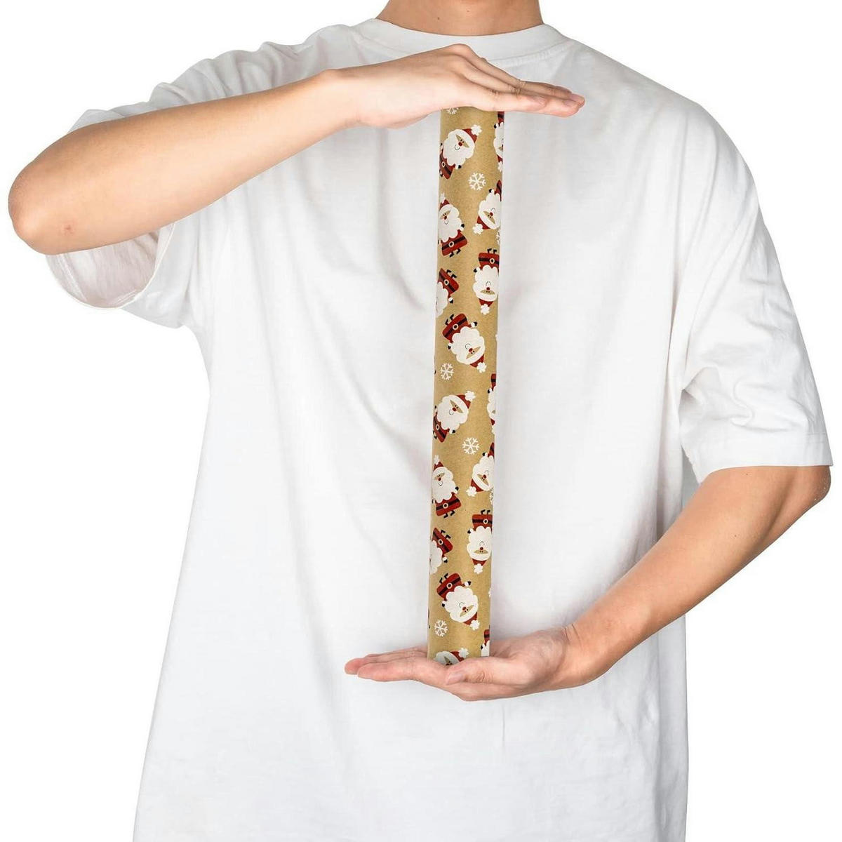 GESCHENKPAPIERROLLE Weihnachtsmann Rot/Weiß 43 cm x 10 m - Multicolor, Papier (4/4/43cm)
