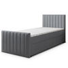 BOXBETT ARION 100 100x200 cm mit Matratze und Topper, H2+H3 - Grau - Grau, Holz (100/200cm) - MASSENO