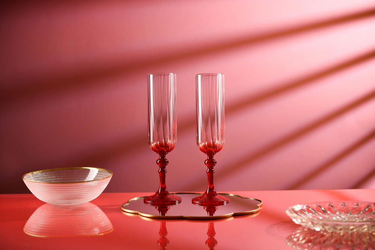 SEKTGLÄSER, 2er-Set, 200 ml - Rot, Glas (0.2L) - Krosno Glass