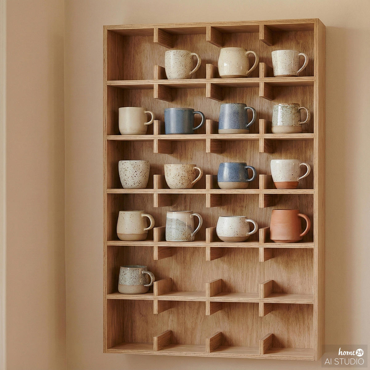 FURNIERTES TASSENREGAL - Tanne - Braun, Holzwerkstoff (63/110/12cm) - home24