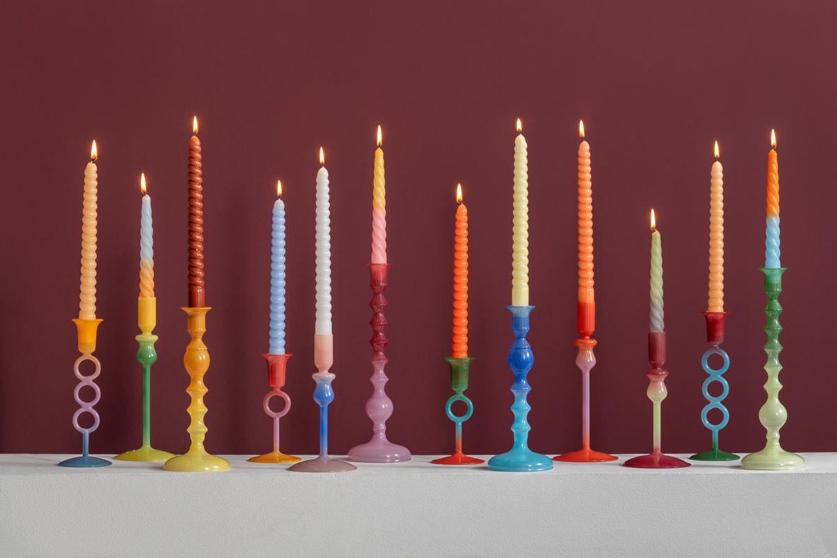 KERZENHALTER Duo Colores Gelb 9.3/9.3/23 cm - Gelb, Glas (9.3/23/9.3cm) - Present Time